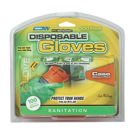 CAMCO Disposable Gloves, One Size Fits Most, 100 PK, Green 40285